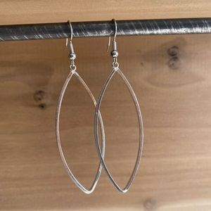 Silver Oval Dangle Earrings